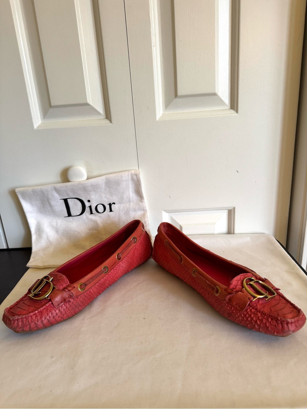 DIOR Coral Snake Skin Leather Moccasins 8-8.5 - Picture 3 of 7